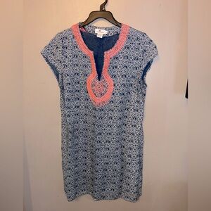 Vineyard Vines Blue Embroidered Sheath Mini Dress Linen/Cotton